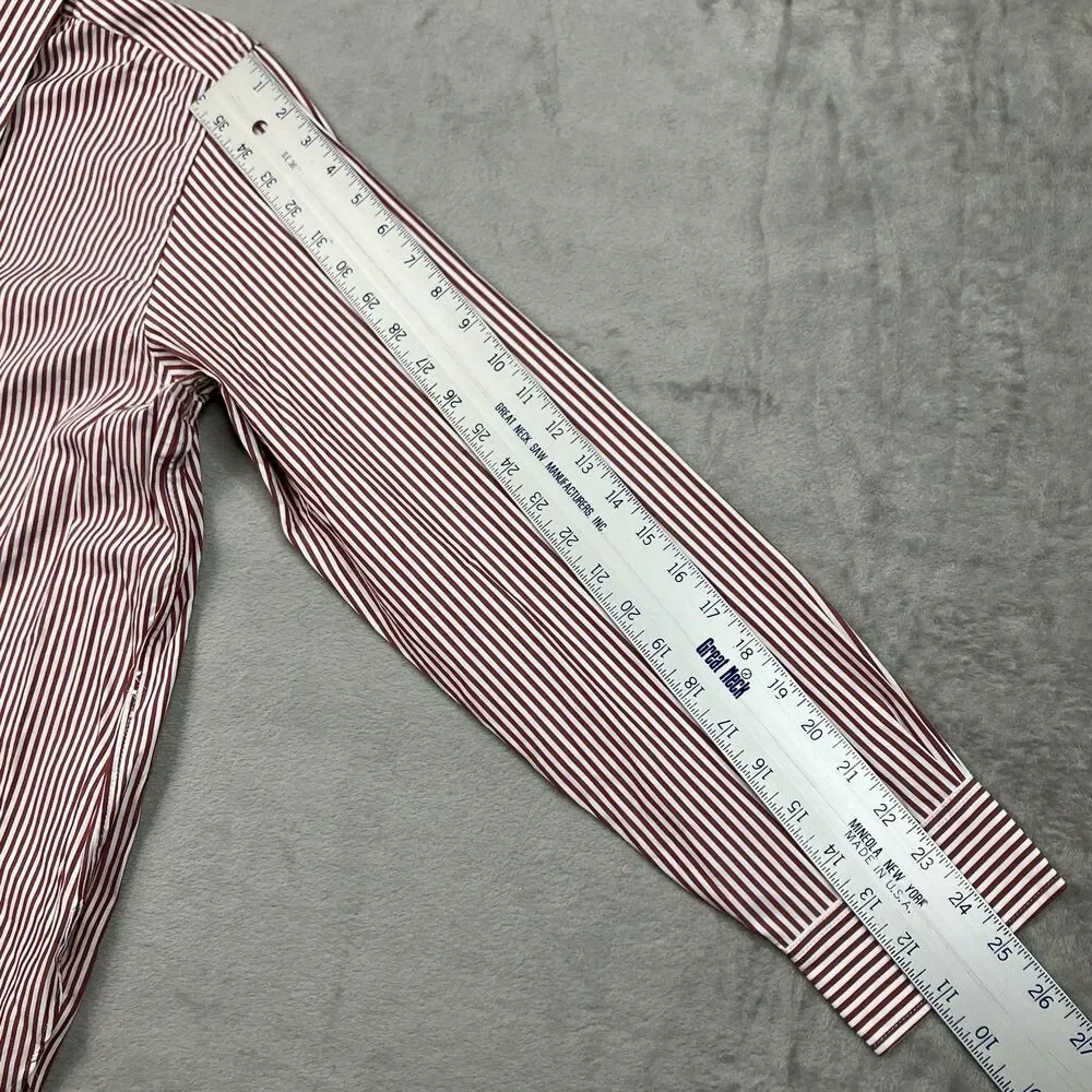 J Crew Jules Poplin Button Up Shirt Womens 18 Burgundy Striped CN851‎